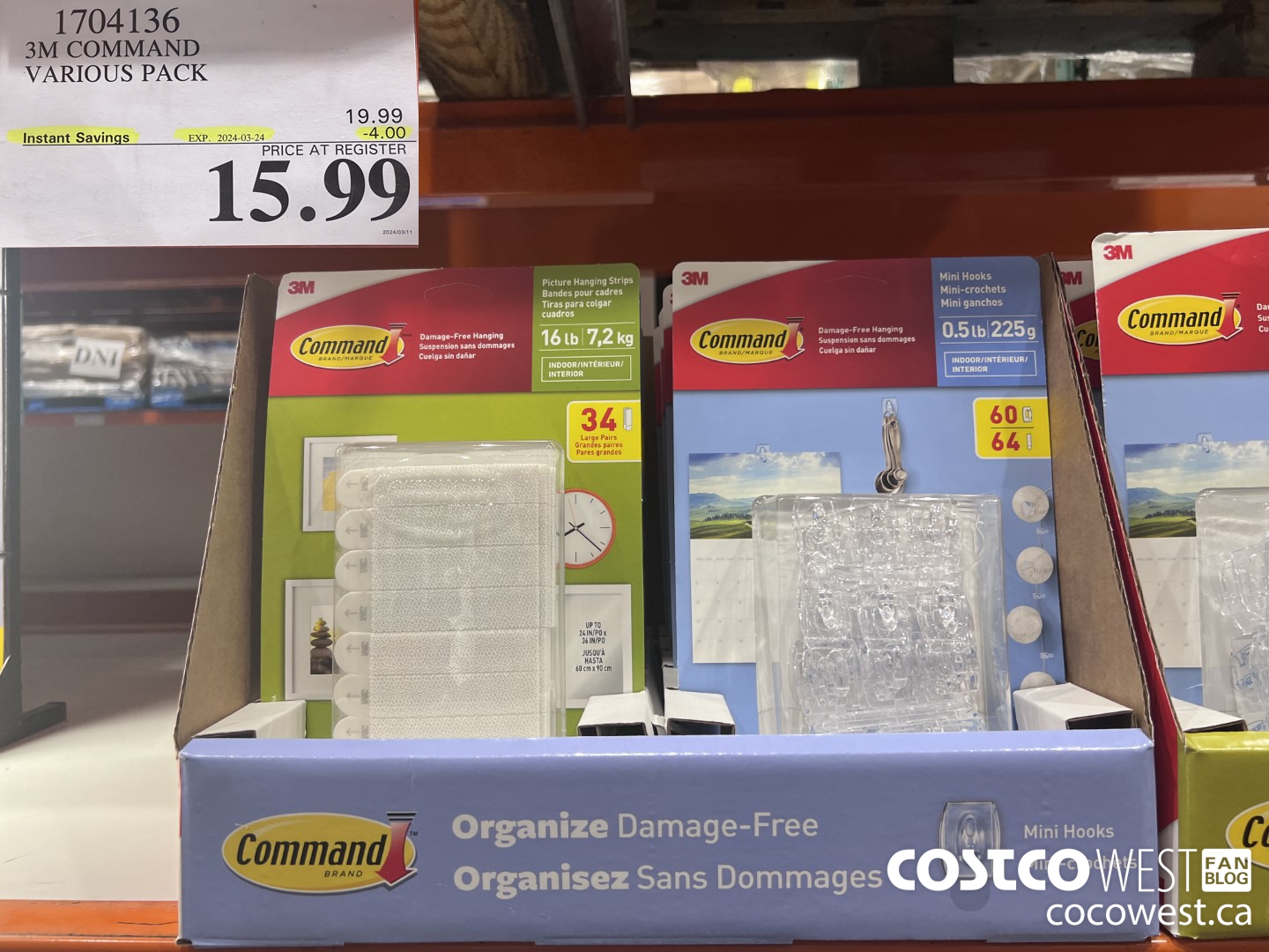 1704136 3M COMMAND VARIOUS PACK ($4.00 INSTANT SAVINGS EXPIRES ON 2024-03-24) $15.99