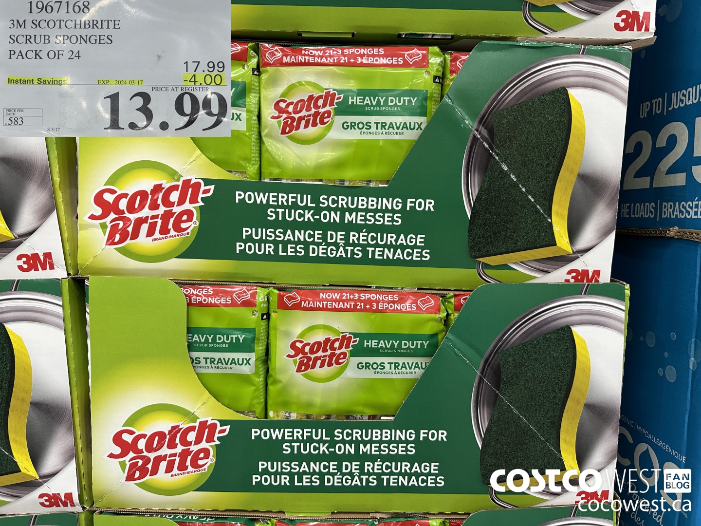 1967168 3M SCOTCHBRITE SCRUB SPONGES PACK OF 24 ($4.00 INSTANT SAVINGS EXPIRES ON 2024-03-17) $13.99