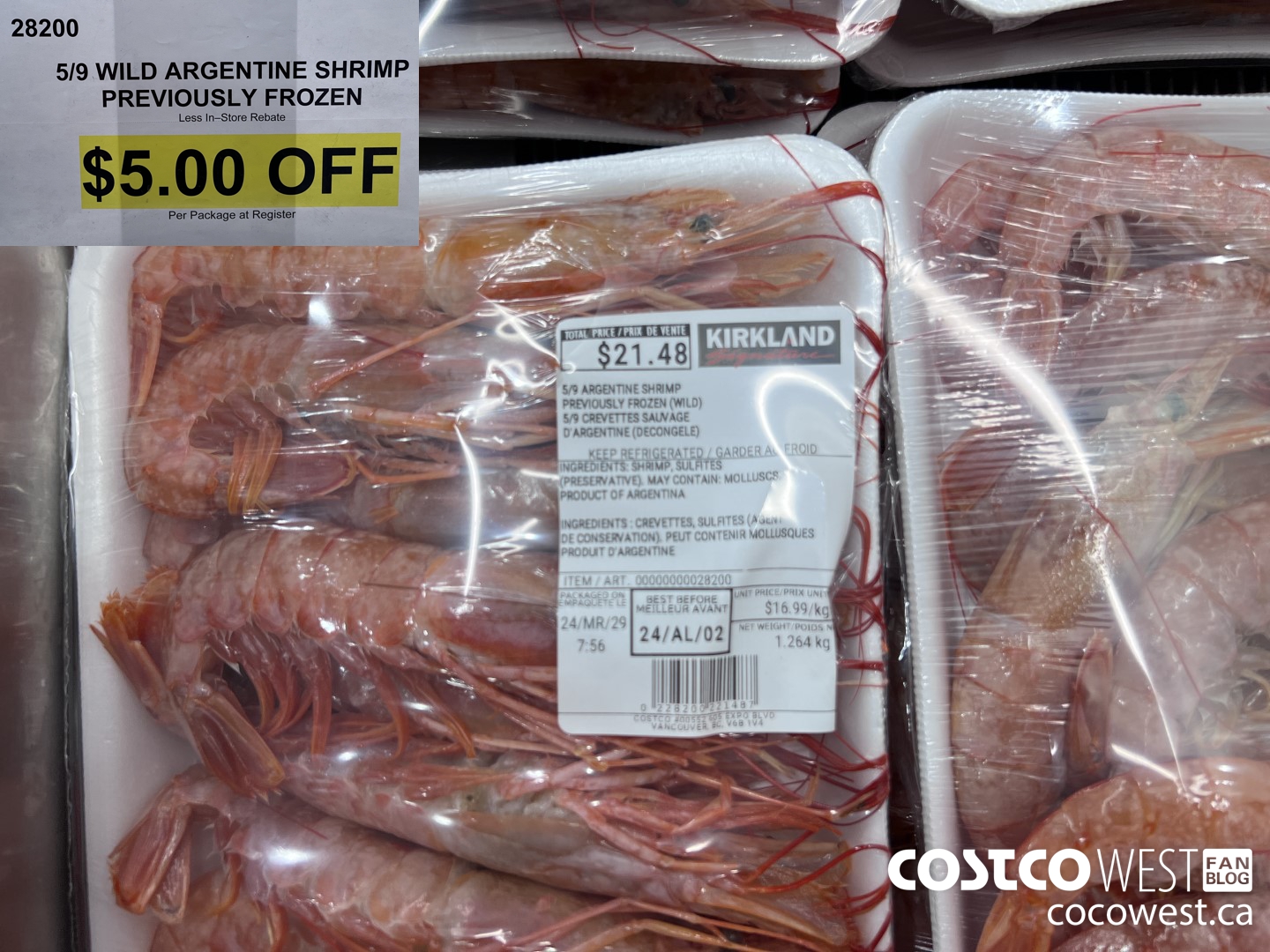 28200 5/9 WILD ARGENTINE SHRIMP PREVIOUSLY FROZEN ($5.00 INSTANT SAVINGS)