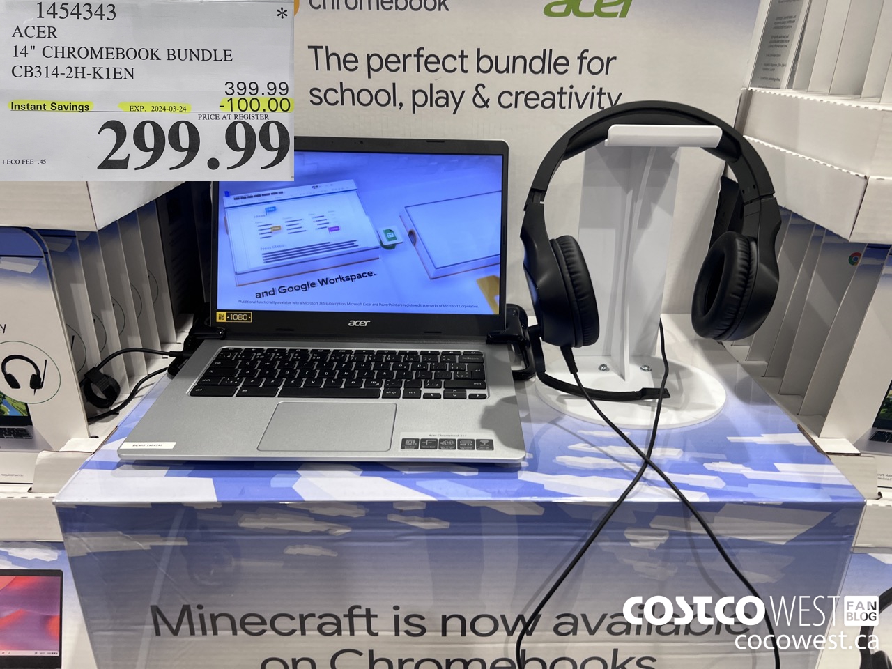 1454343 ACER 14-IN CHROMEBOOK CB314-2H-K1EN ($100.00 INSTANT SAVINGS EXPIRES ON 2024-03-24) $299.99