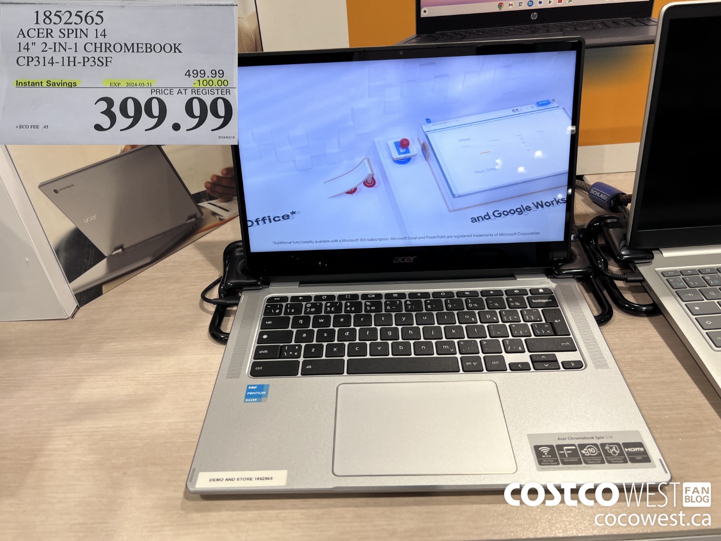 1852565 ACER SPIN 14 14-IN CHROMEBOOK CP314-1H-P3SF ($100.00 INSTANT SAVINGS EXPIRES ON 2024-03-31) $399.99