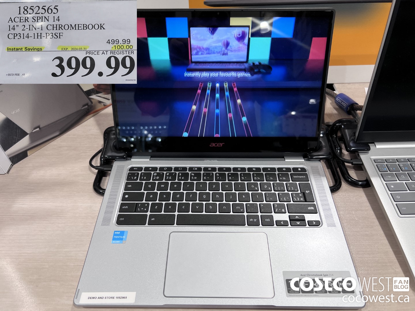 1852565 ACER SPIN 14 14-IN CHROMEBOOK CP314-1H-P3SF ($100.00 INSTANT SAVINGS EXPIRES ON 2024-03-31) $399.99