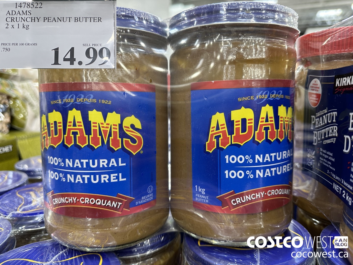 1478522 ADAMS CRUNCY PEANUT BUTTER 2 X 1 KG $14.99