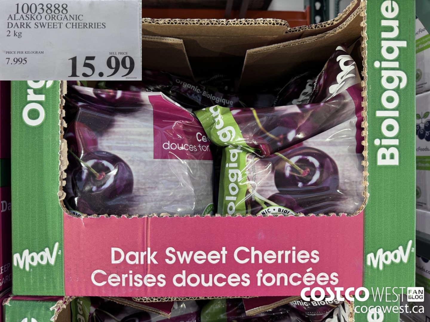 1003888 ALASKO ORGANIC DARK SWEET CHERRIES 2 kg $15.99