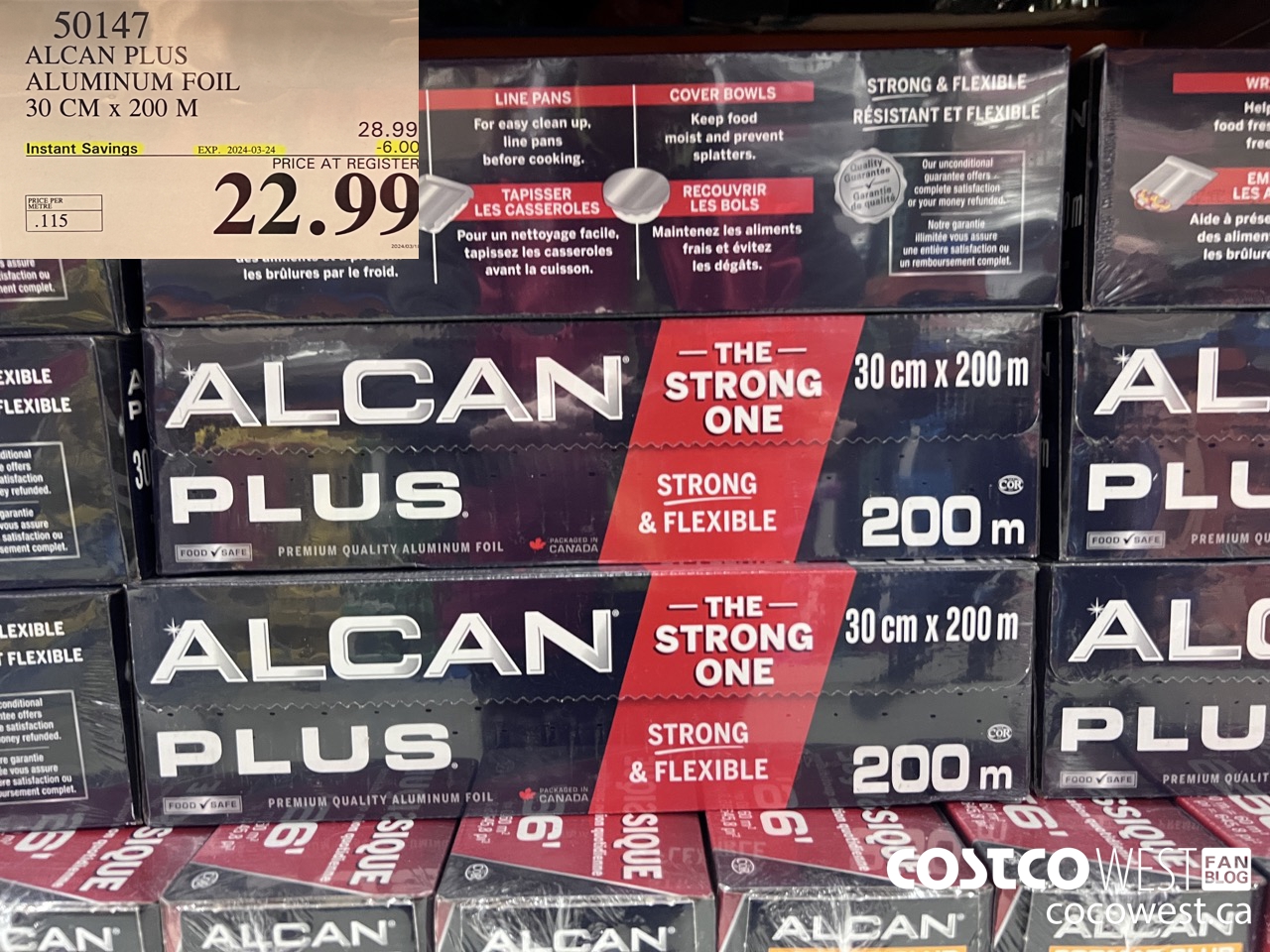 50147 ALCAN PLUS ALUMINUM FOIL 30 cm x 200 m ($6.00 INSTANT SAVINGS EXPIRES ON 2024-03-24) $22.99