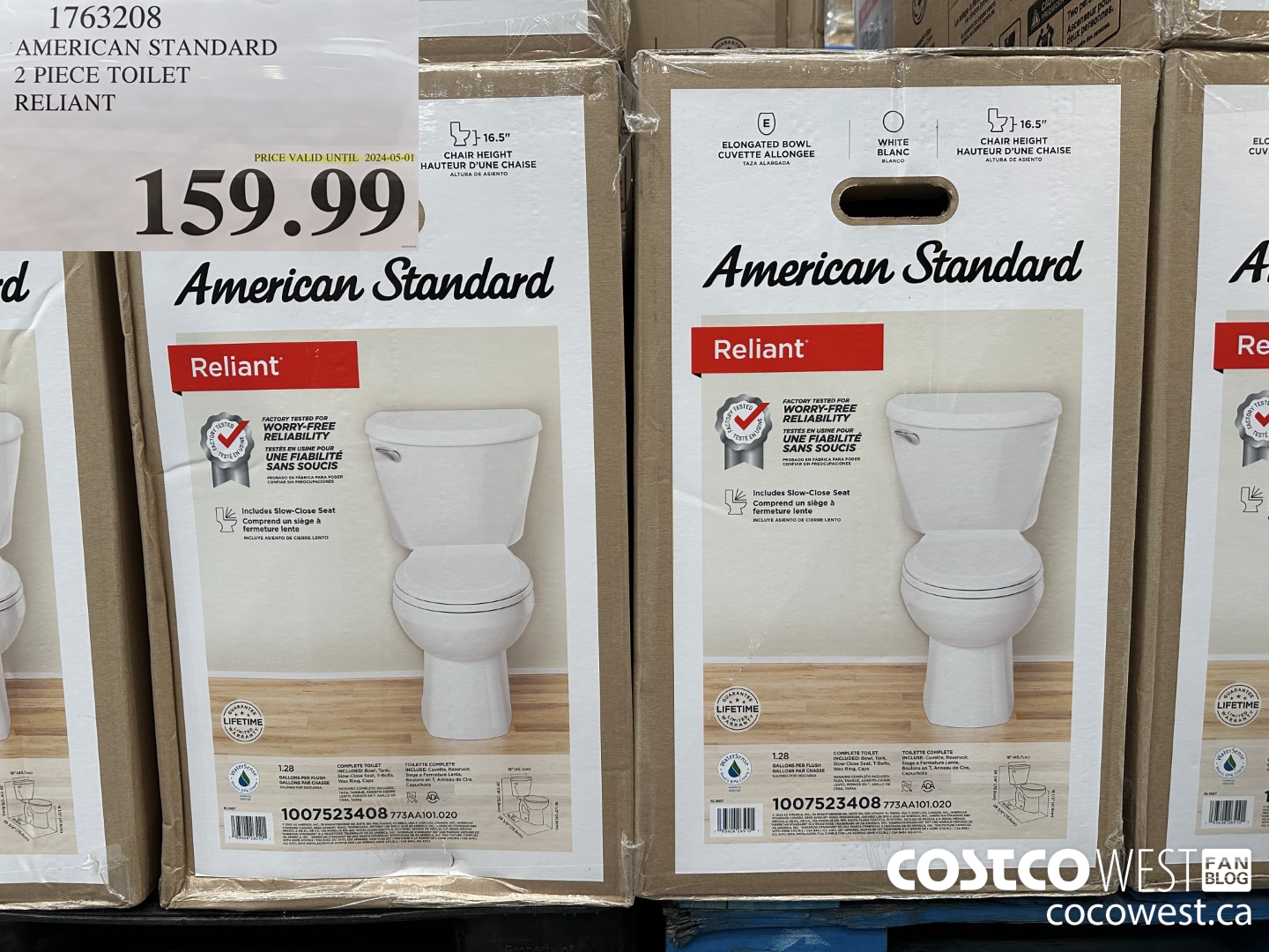 1763208 AMERICAN STANDARD 2 PIECE TOILET RELIANT (EXPIRES ON 2024-05-01) $159.99