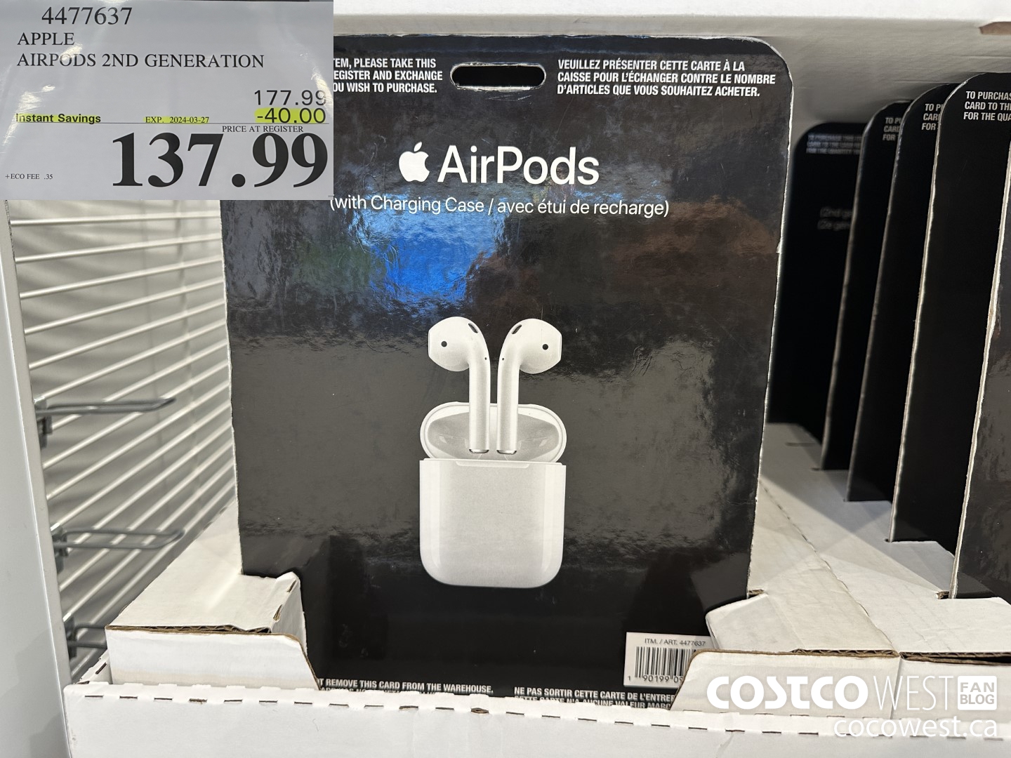 4477637 APPLE AIRPODS 2ND GENERATION ($40.00 INSTANT SAVINGS EXPIRES ON 2024-03-27) $137.99