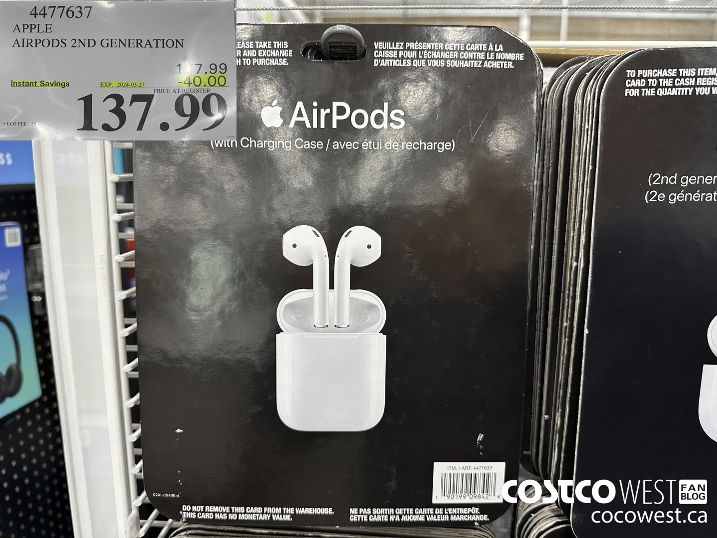 4477637 APPLE AIRPODS 2ND GENERATION ($40.00 INSTANT SAVINGS EXPIRES ON 2024-03-27) $137.99