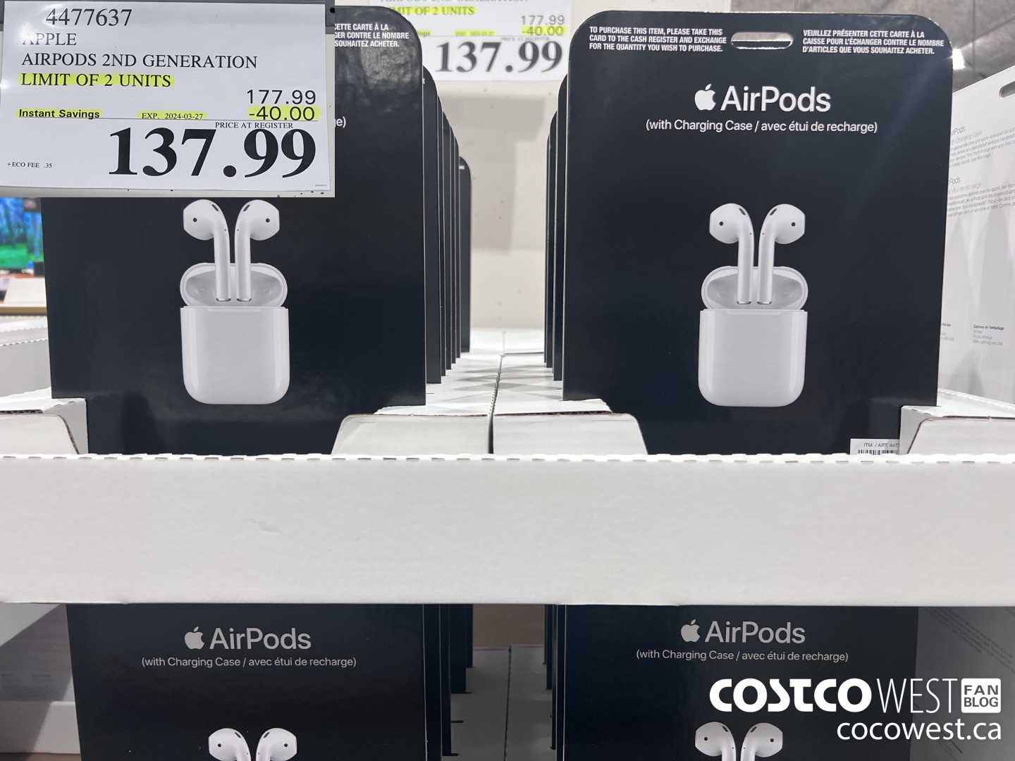 4477637 APPLE AIRPODS 2ND GENERATION ($40.00 INSTANT SAVINGS EXPIRES ON 2024-03-27) $137.99