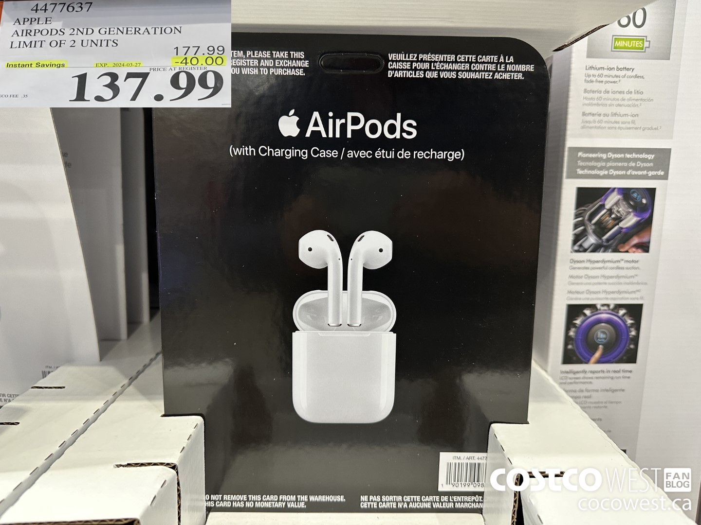 4477637 APPLE AIRPODS 2ND GENERATION ($40.00 INSTANT SAVINGS EXPIRES ON 2024-03-27) $137.99