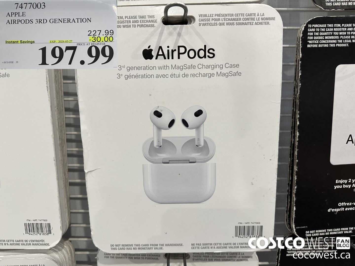 7477003 APPLE AIRPODS 3RD GENERATION ($30.00 INSTANT SAVINGS EXPIRES ON 2024-03-27) $197.99