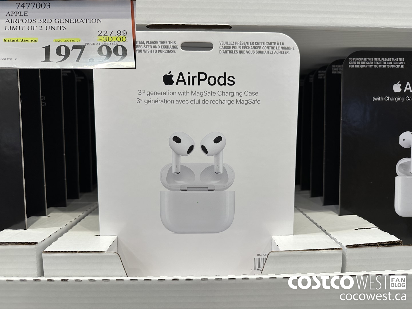 7477003 APPLE AIRPODS 3RD GENERATION ($30.00 INSTANT SAVINGS EXPIRES ON 2024-03-27) $197.99