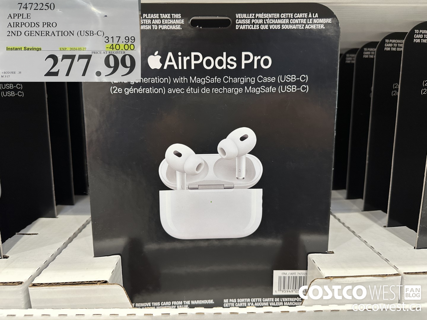 7472250 APPLE AIRPODS PRO 2ND GENERATION (USB-C) ($40.00 INSTANT SAVINGS EXPIRES ON 2024-03-27) $277.99