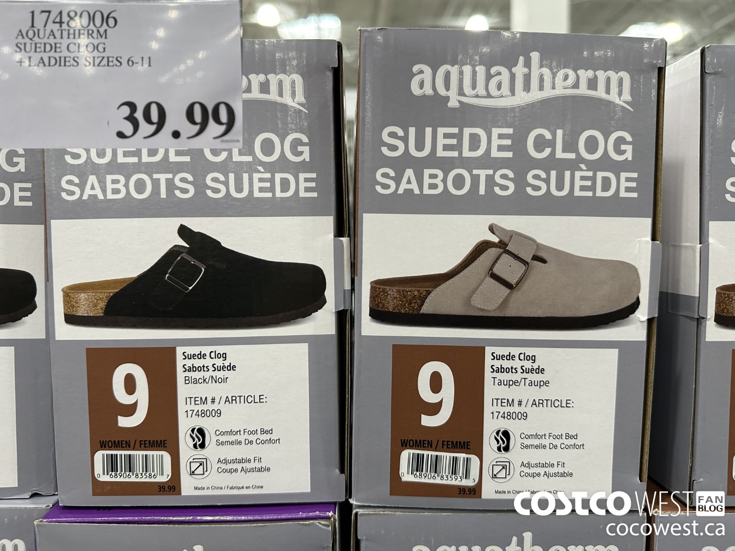1748006 AQUATHERM SUEDE CLOG LADIES SIZES 6-11 $39.99