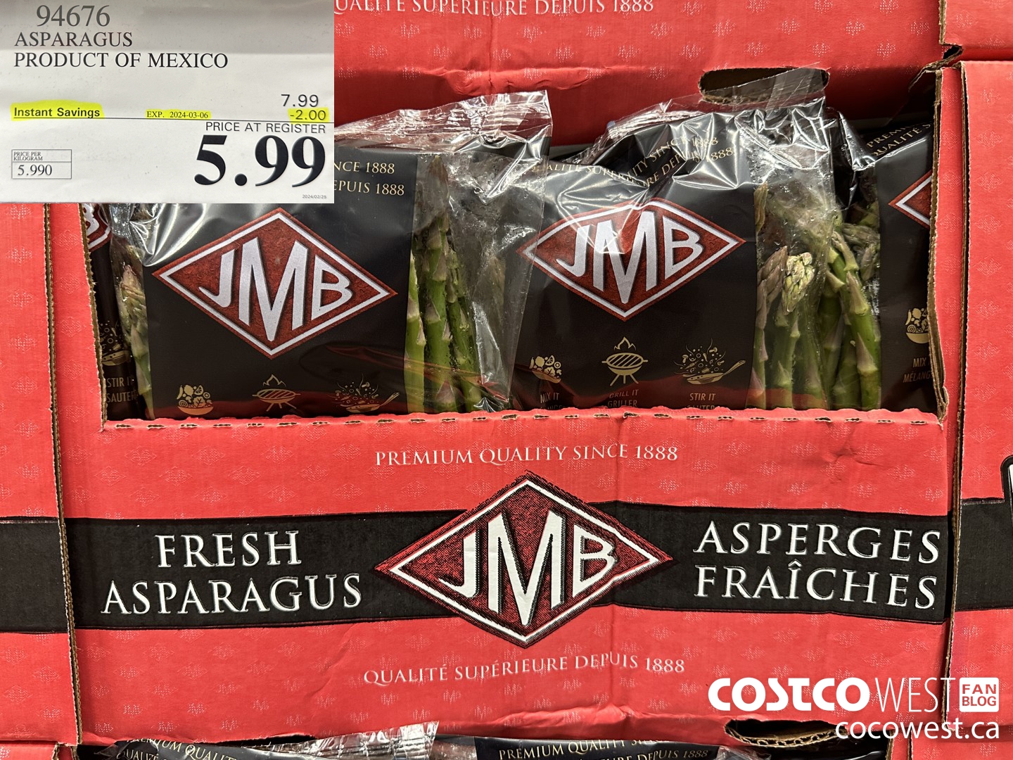 94676 ASPARAGUS PRODUCT OF MEXICO ($2.00 INSTANT SAVINGS EXPIRES ON 2024-03-06) $5.99
