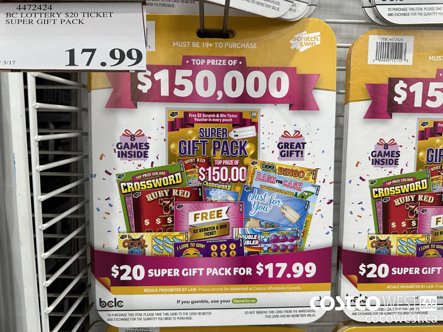 4472424 BC LOTTERY $20 TICKET SUPER GIFT PACK $17.99