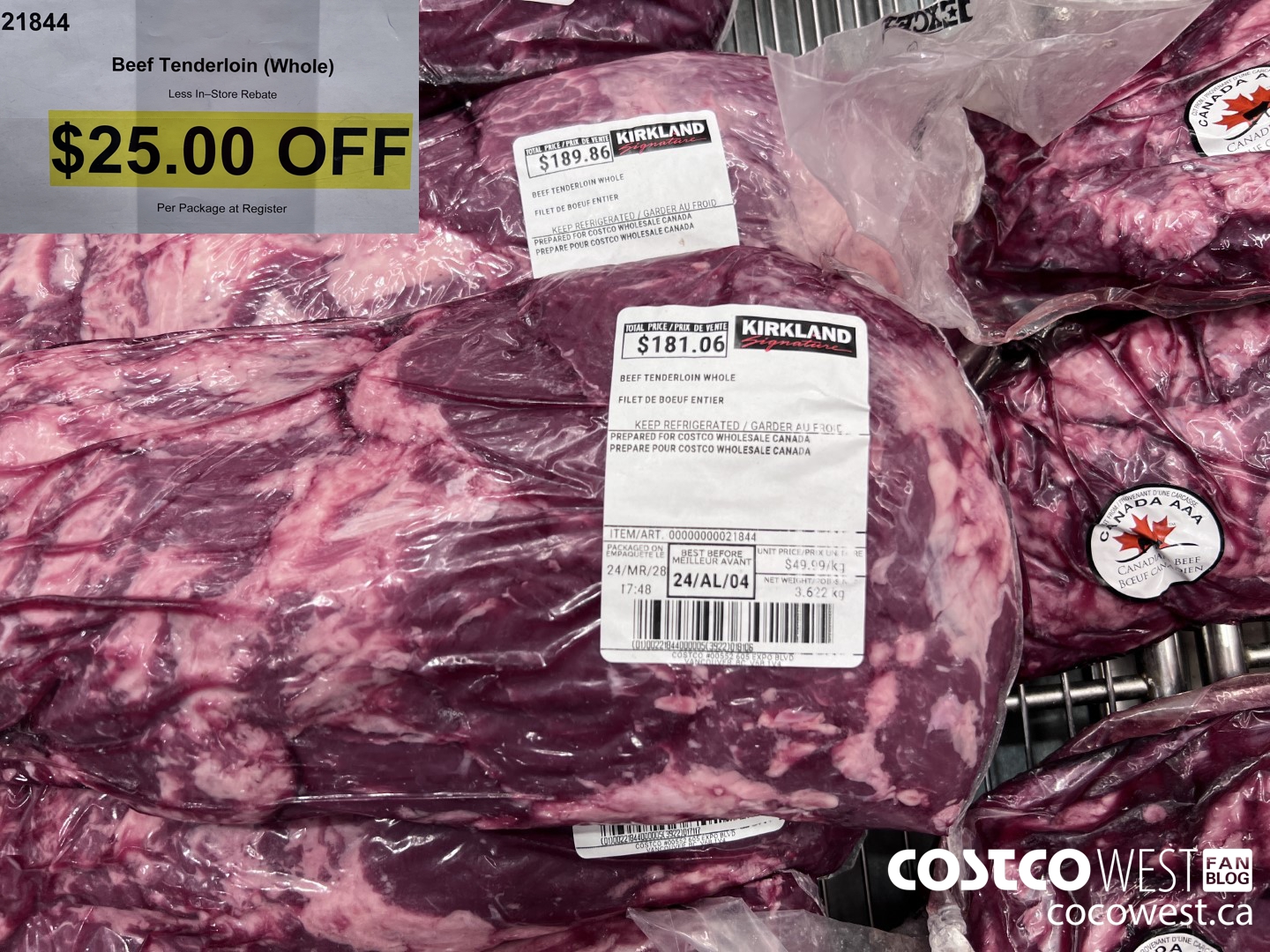 21844 BEEF TENDERLOIN WHOLE ($25.00 INSTANT SAVINGS)