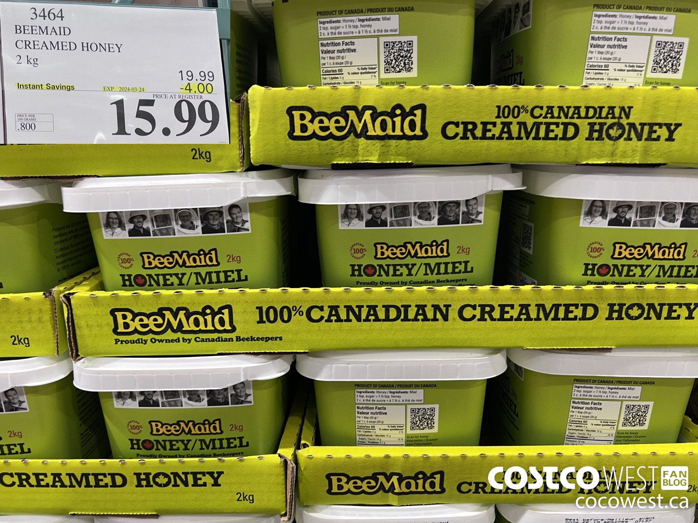 3464 BEEMAID CREAMED HONEY 2 kg ($4.00 INSTANT SAVINGS EXPIRES ON 2024-03-24) $15.99