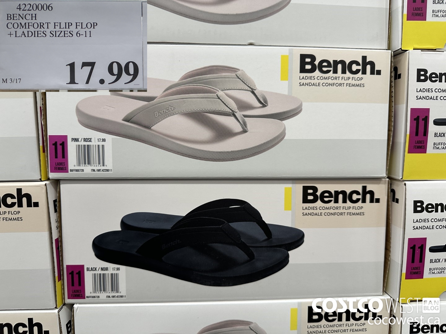 4220006 BENCH COMFORT FLIP FLOP LADIES SIZES 6-11 $17.99