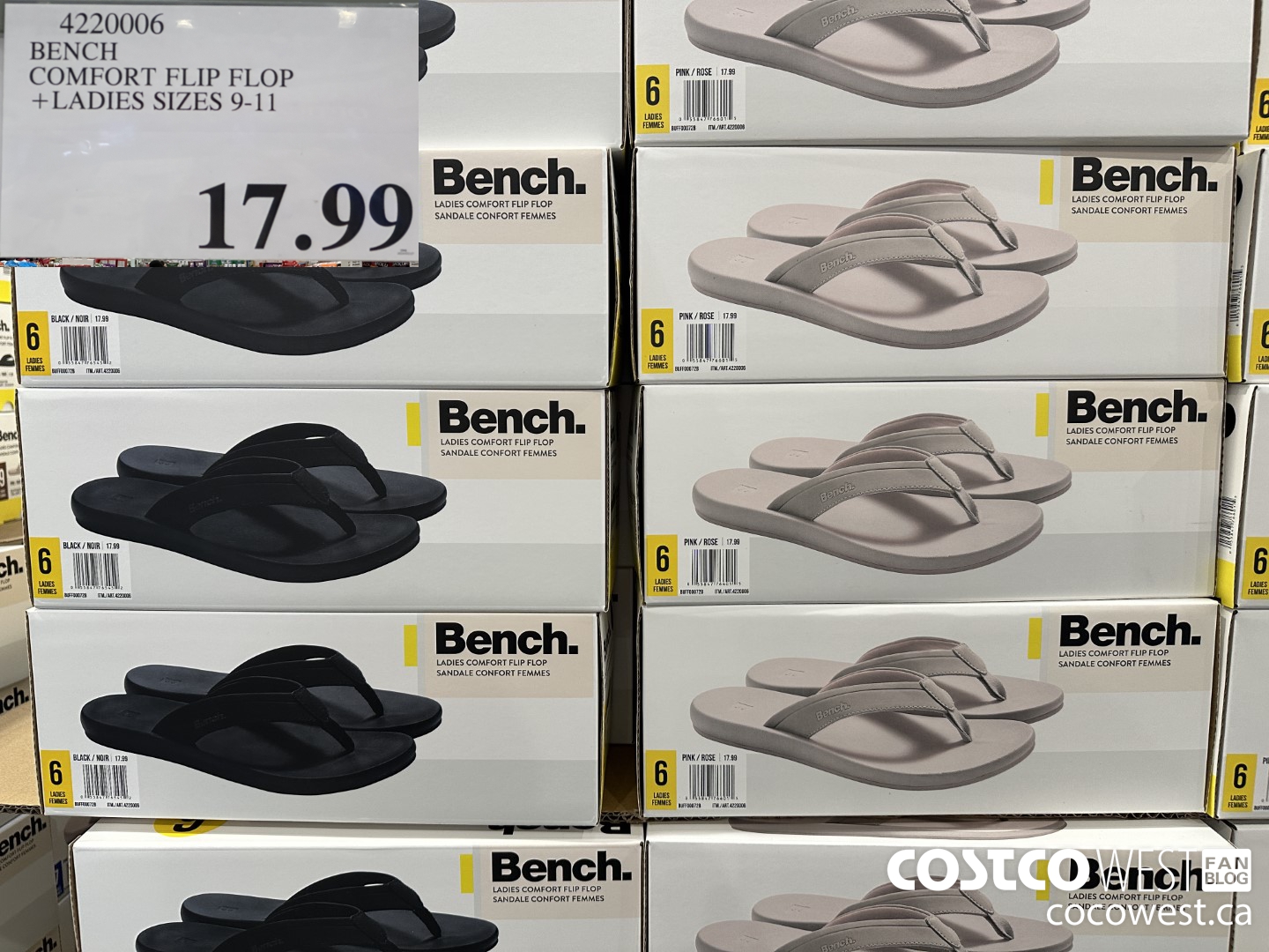 4220006 BENCH COMFORT FLIP FLOP LADIES SIZES 9-11 $17.99