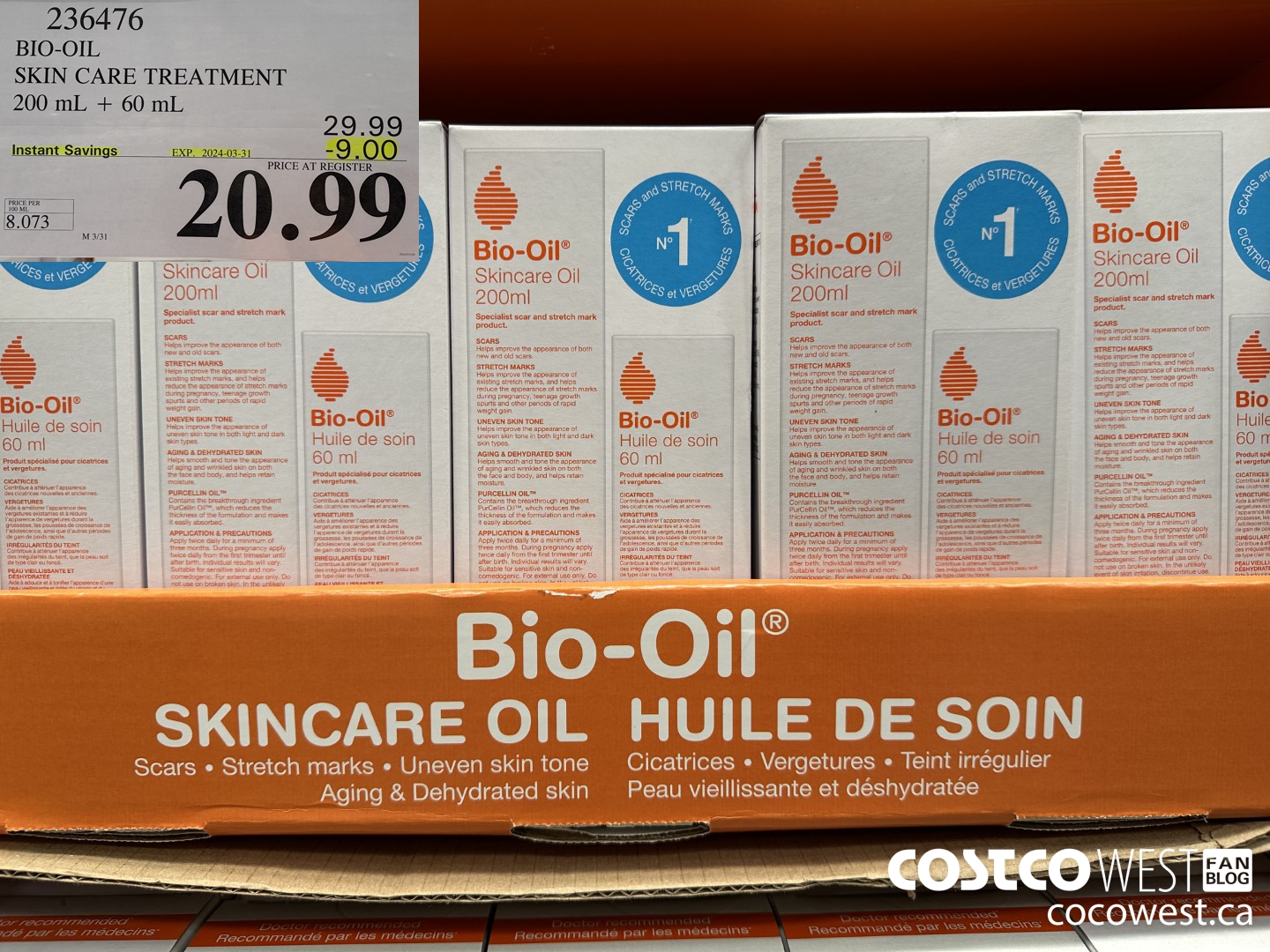 236476 BIO-OIL SKIN CARE TREATMENT 200 mL + 60 mL ($9.00 INSTANT SAVINGS EXPIRES ON 2024-03-31) $20.99