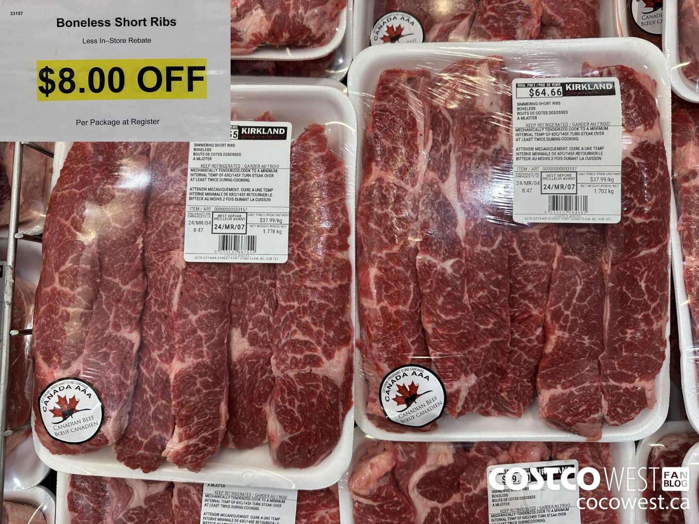 33157 BONELESS SHORT RIBS ($8.00 INSTANT SAVINGS)