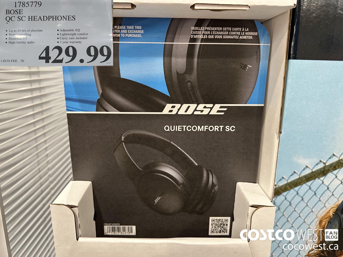 1785779 BOSE QC SC HEADPHONES $429.99
