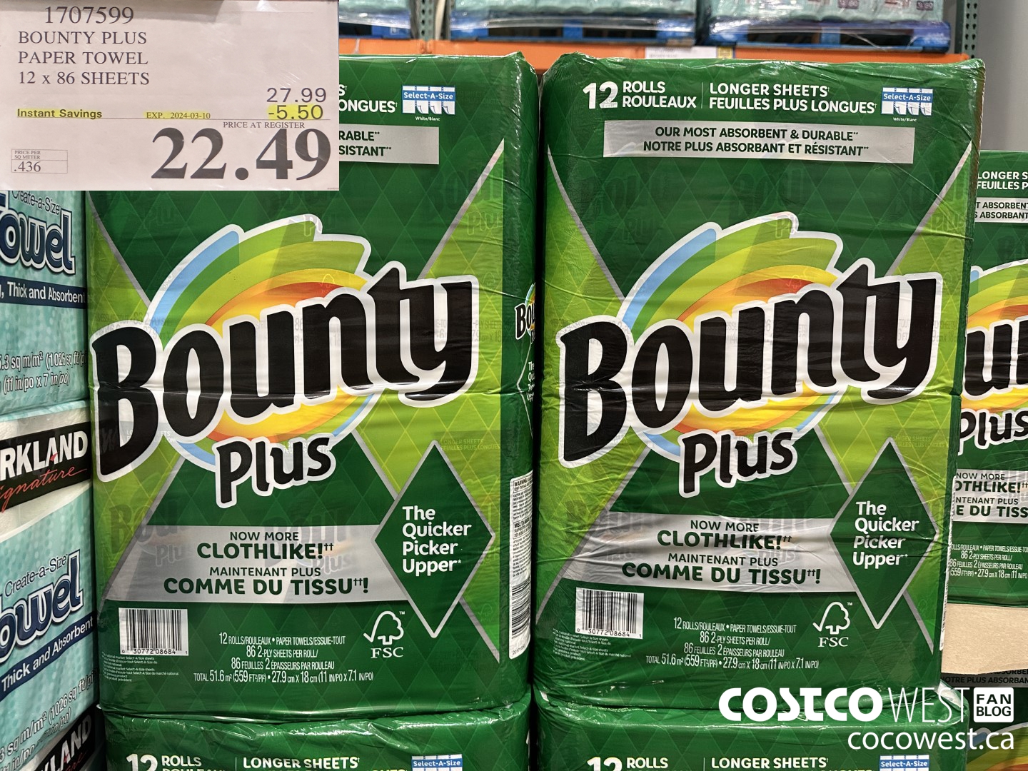 1707599 BOUNTY PLUS PAPER TOWEL 12 X 86 SHEETS ($5.50 INSTANT SAVINGS EXPIRES ON 2024-03-10) $22.49