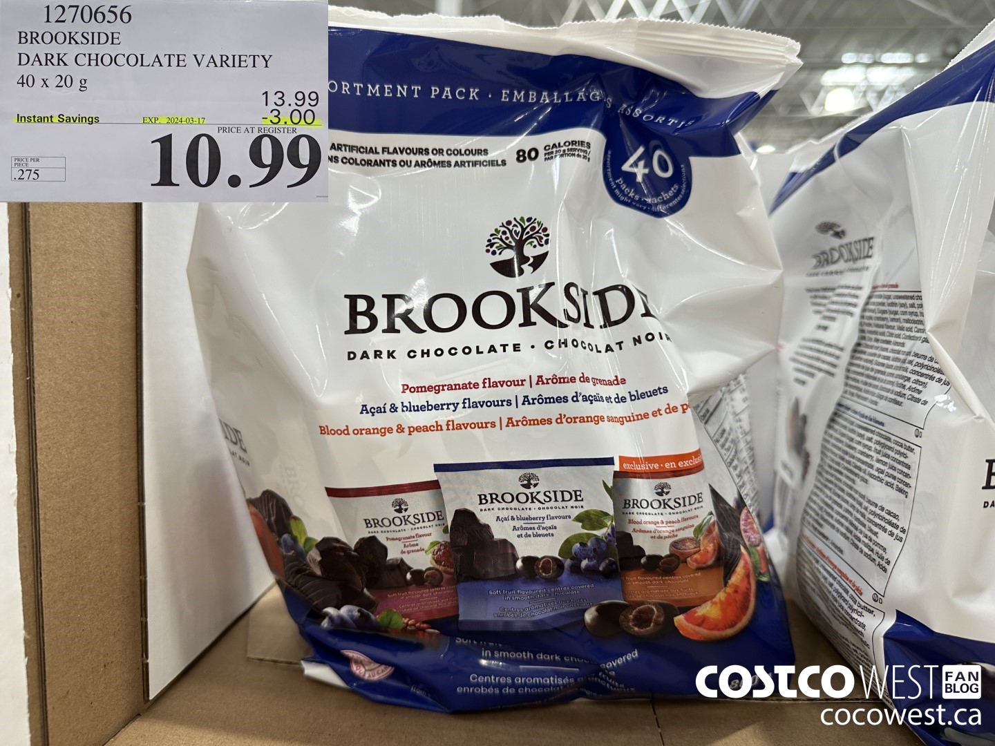 1270656 BROOKSIDE SUPERFRUIT VARIETY 40 x 20 g ($3.00 INSTANT SAVINGS EXPIRES ON 2024-03-17) $10.99