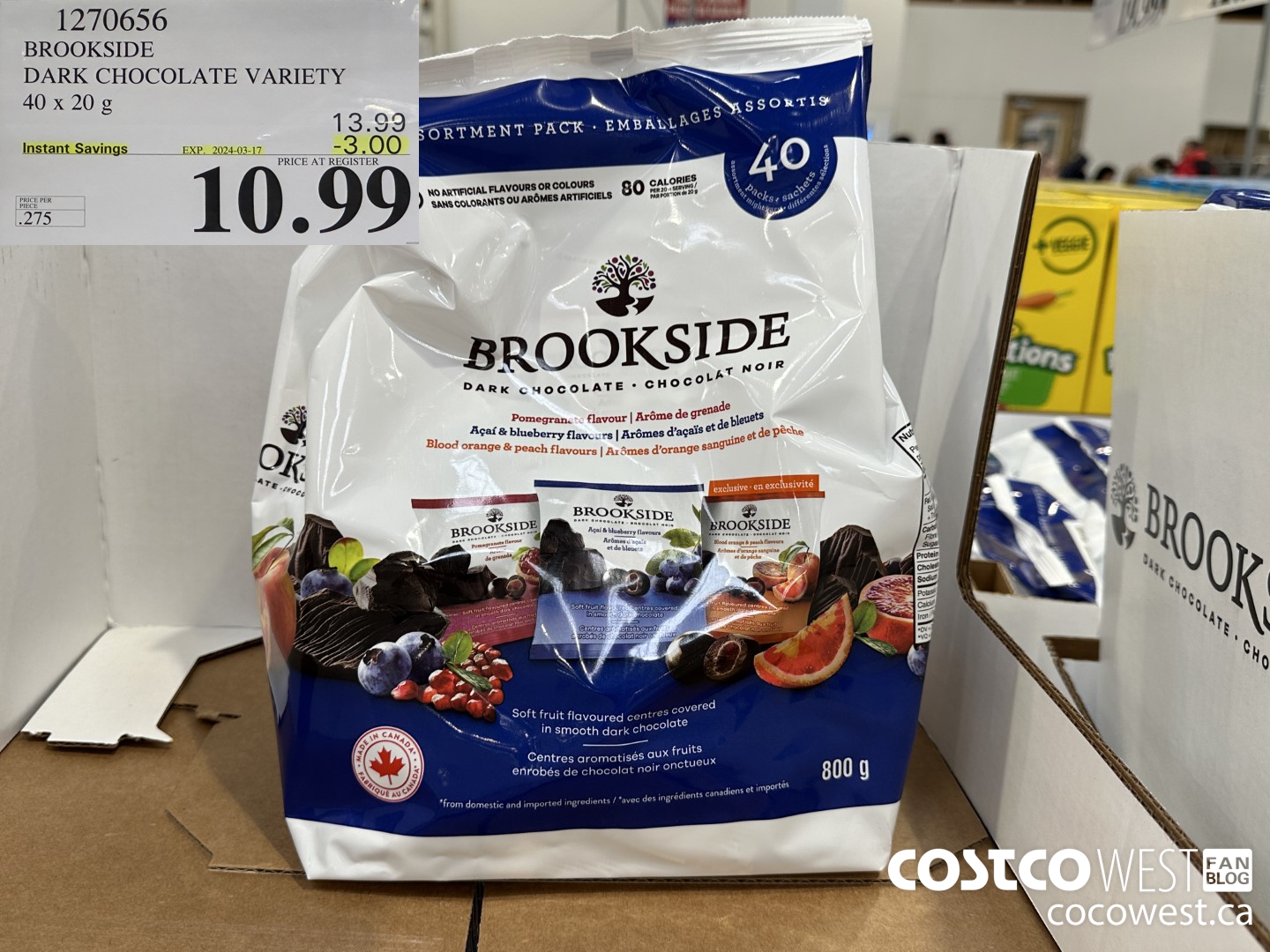 1270656 BROOKSIDE SUPERFRUIT VARIETY 40 x 20 g ($3.00 INSTANT SAVINGS EXPIRES ON 2024-03-17) $10.99