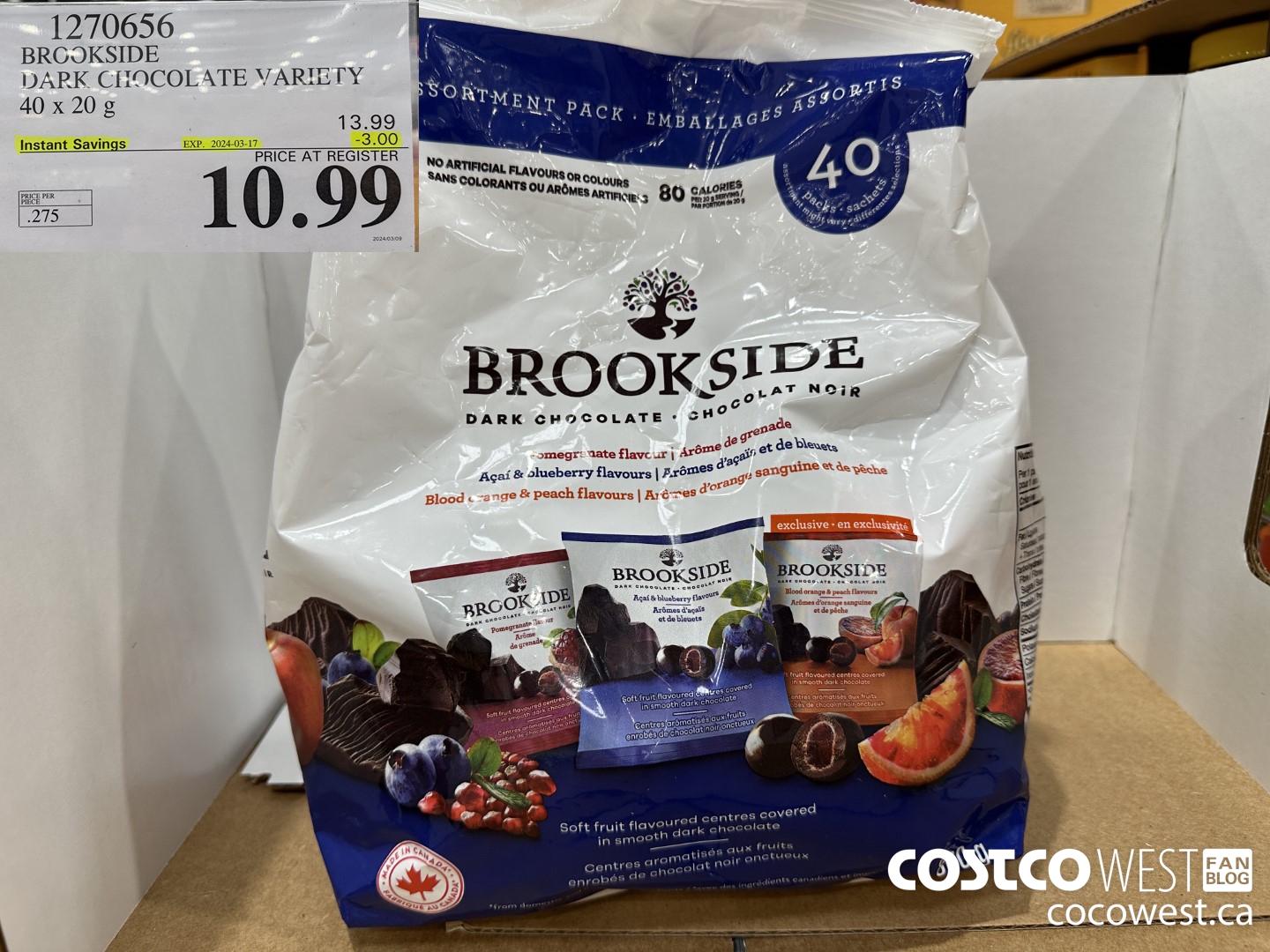 1270656 BROOKSIDE SUPERFRUIT VARIETY 40 x 20 g ($3.00 INSTANT SAVINGS EXPIRES ON 2024-03-17) $10.99