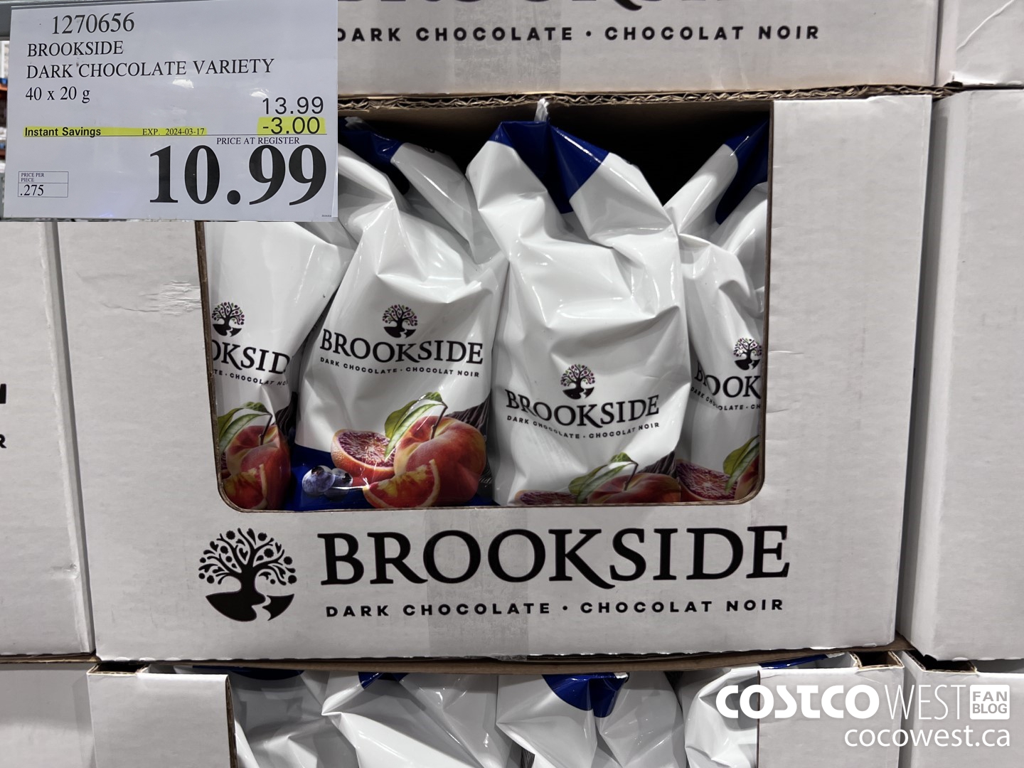 1270656 BROOKSIDE SUPERFRUIT VARIETY 40 x 20 g ($3.00 INSTANT SAVINGS EXPIRES ON 2024-03-17) $10.99