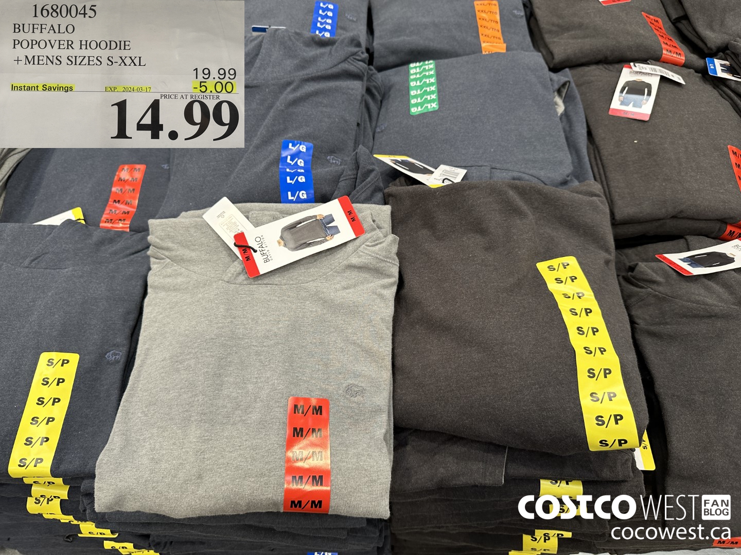 1680045 BUFFALO POPOVER HOODIE MENS SIZES S-XXL ($5.00 INSTANT SAVINGS EXPIRES ON 2024-03-17) $14.99