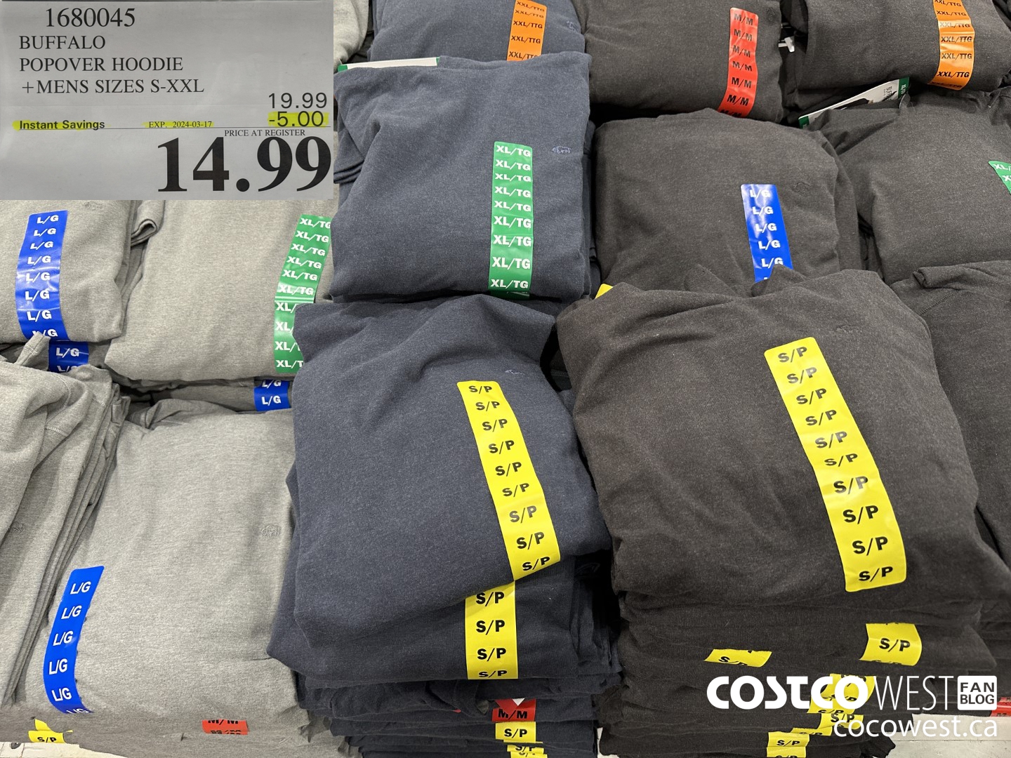 1680045 BUFFALO POPOVER HOODIE MENS SIZES S-XXL ($5.00 INSTANT SAVINGS EXPIRES ON 2024-03-17) $14.99