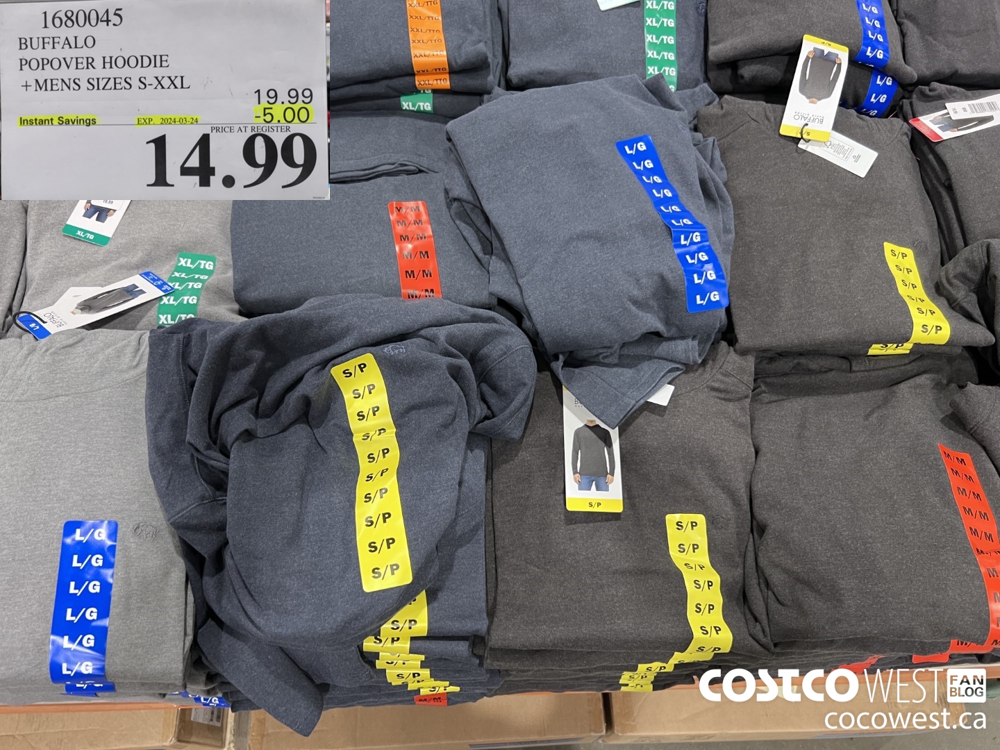 1680045 BUFFALO POPOVER HOODIE MENS SIZES S-XXL ($5.00 INSTANT SAVINGS EXPIRES ON 2024-03-24) $14.99