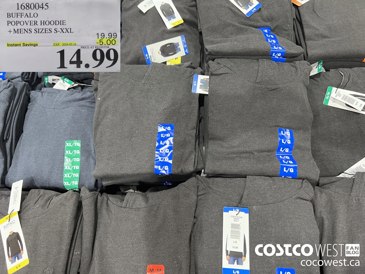 1680045 BUFFALO POPOVER HOODIE MENS SIZES S-XXL ($5.00 INSTANT SAVINGS EXPIRES ON 2024-03-24) $14.99