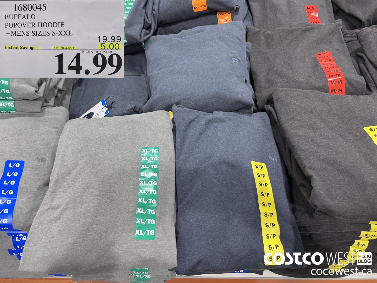 1680045 BUFFALO POPOVER HOODIE MENS SIZES S-XXL ($5.00 INSTANT SAVINGS EXPIRES ON 2024-03-31) $14.99