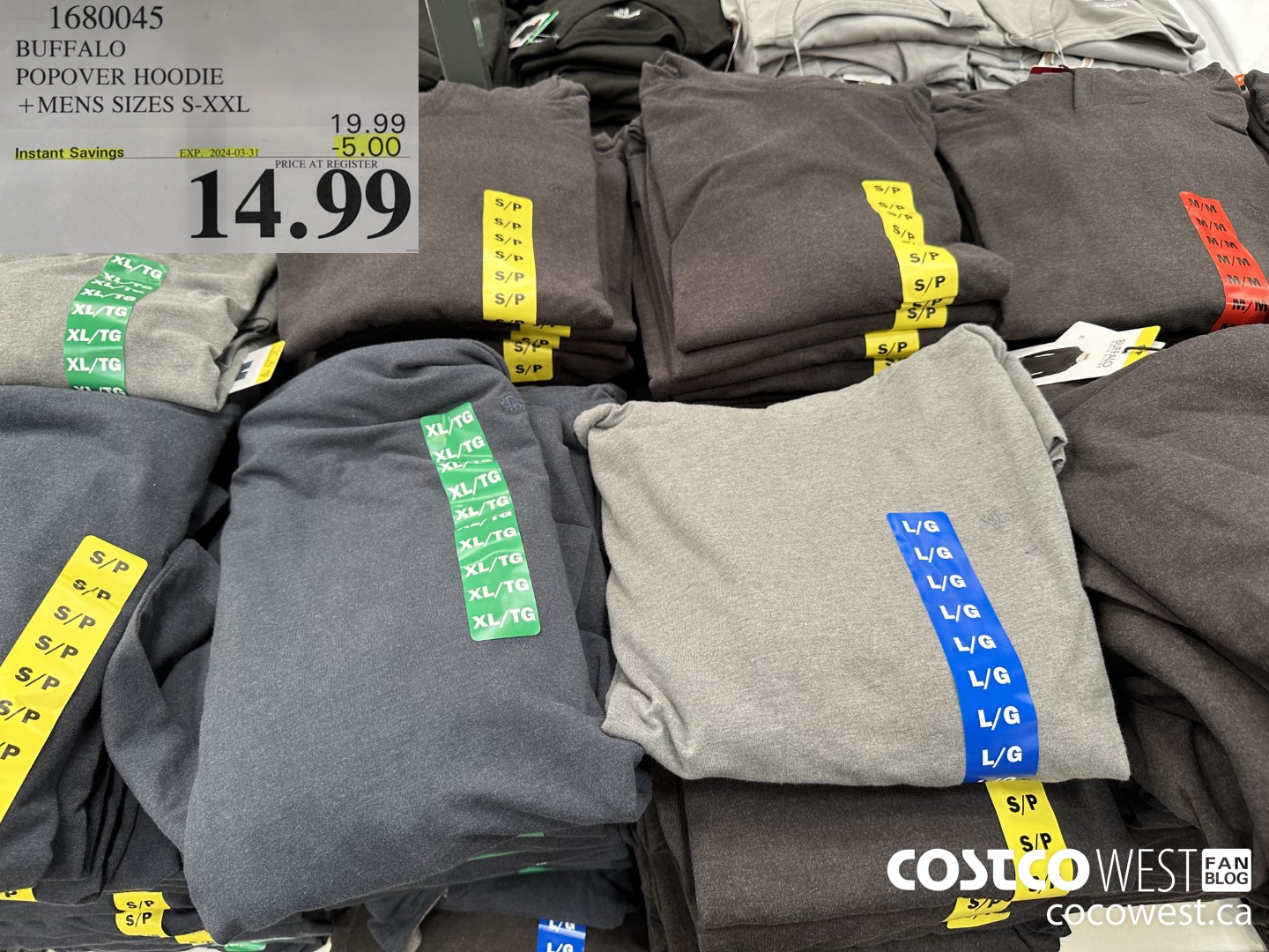 1680045 BUFFALO POPOVER HOODIE MENS SIZES S-XXL ($5.00 INSTANT SAVINGS EXPIRES ON 2024-03-31) $14.99