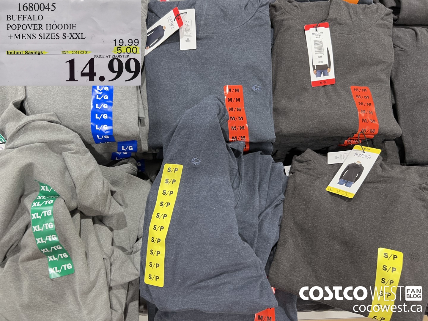 1680045 BUFFALO POPOVER HOODIE MENS SIZES S-XXL ($5.00 INSTANT SAVINGS EXPIRES ON 2024-03-31) $14.99