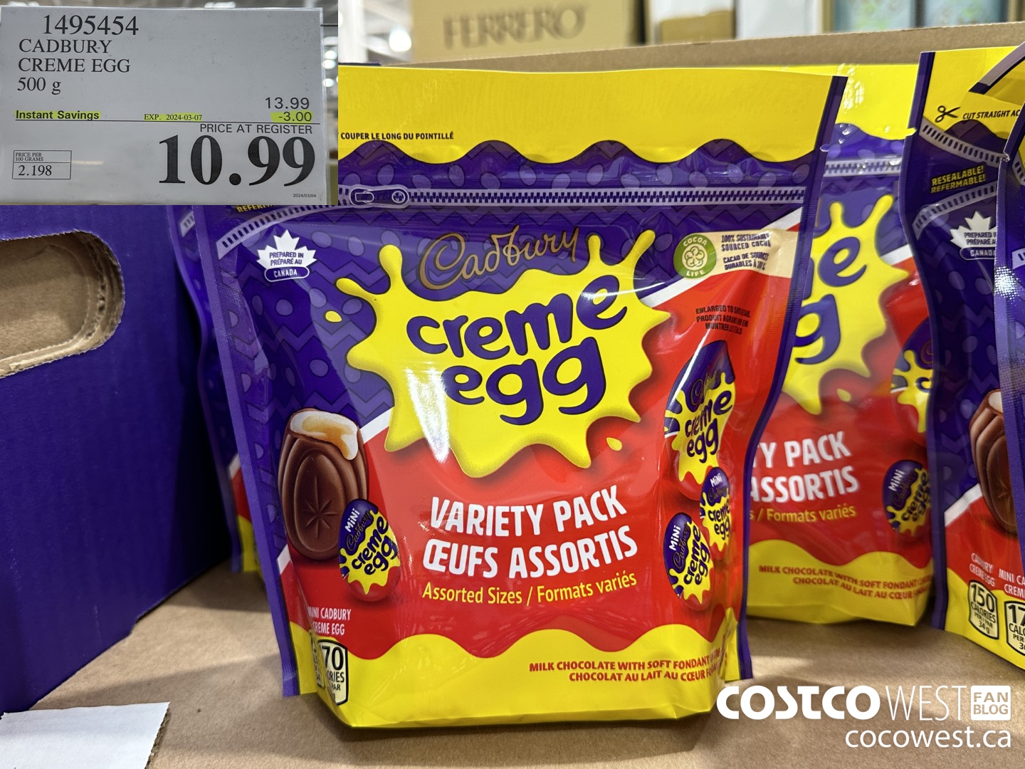 1495454 CADBURY CREME EGG 500 g ($3.00 INSTANT SAVINGS EXPIRES ON 2024-03-07) $10.99