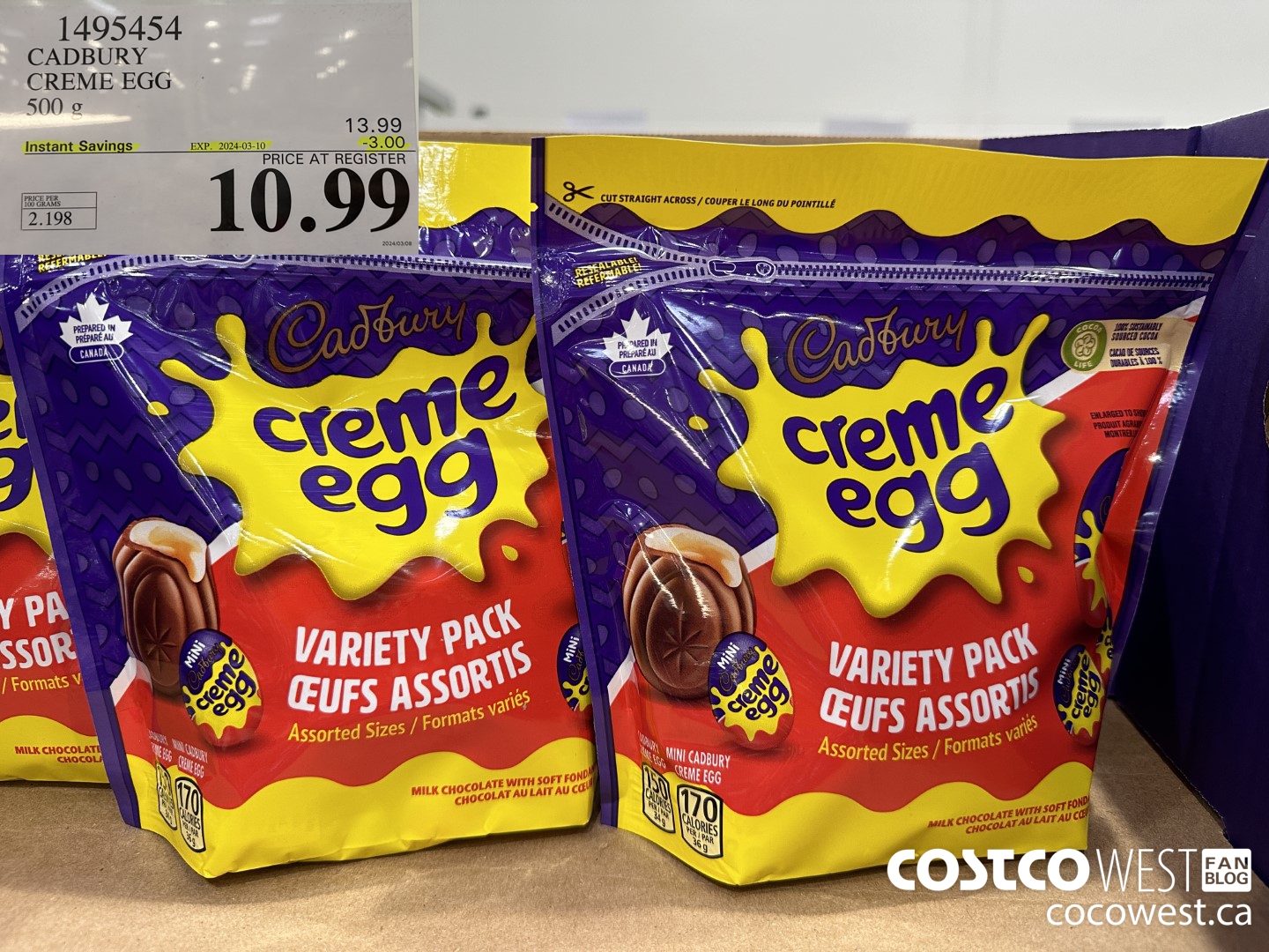 1495454 CADBURY CREME EGG 500 g ($3.00 INSTANT SAVINGS EXPIRES ON 2024-03-10) $10.99