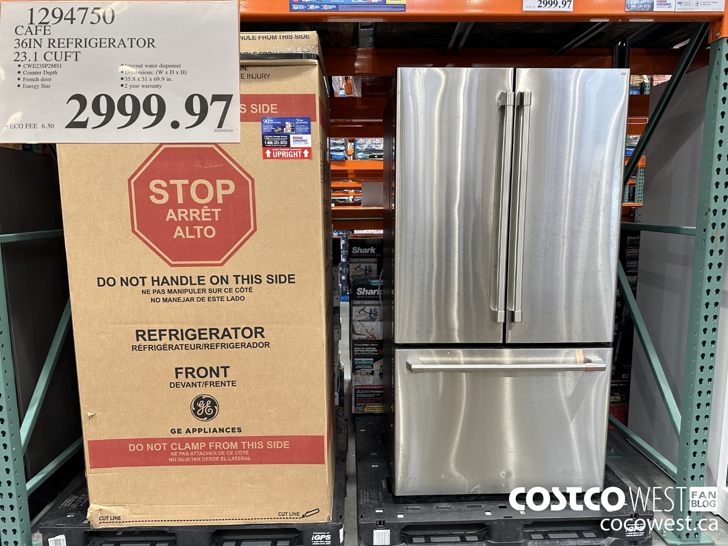 1294750 CAFE 36IN REFRIGERATOR 23.1 CUFT $2999.97