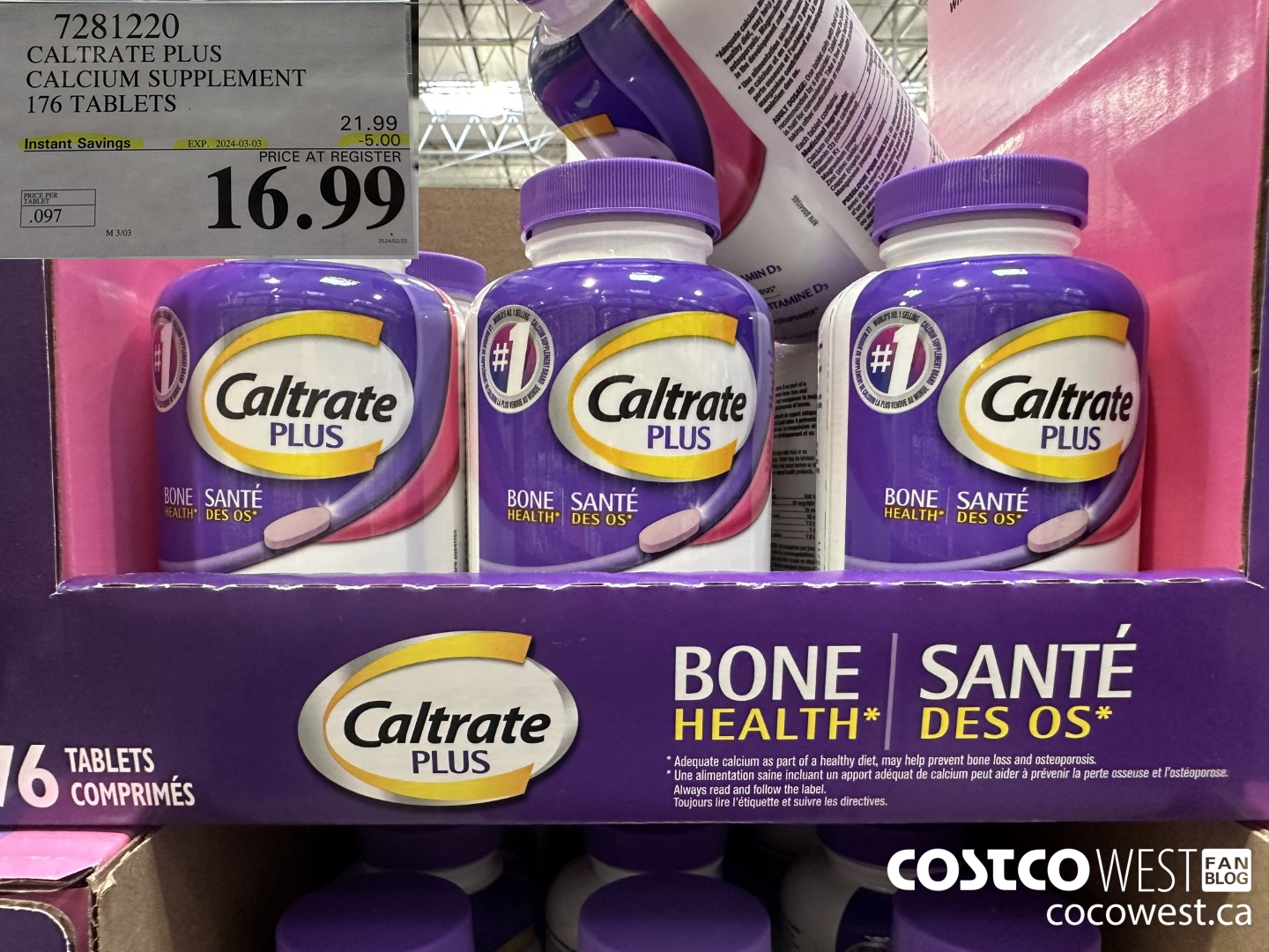 7281220 CALTRATE PLUS CALCIUM SUPPLEMENT 176 TABLETS ($5.00 INSTANT SAVINGS EXPIRES ON 2024-03-03) $16.99