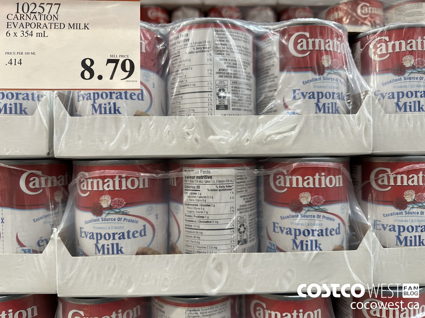 102577 CARNATION EVAPORATED MILK 6 X 342 ML $8.79