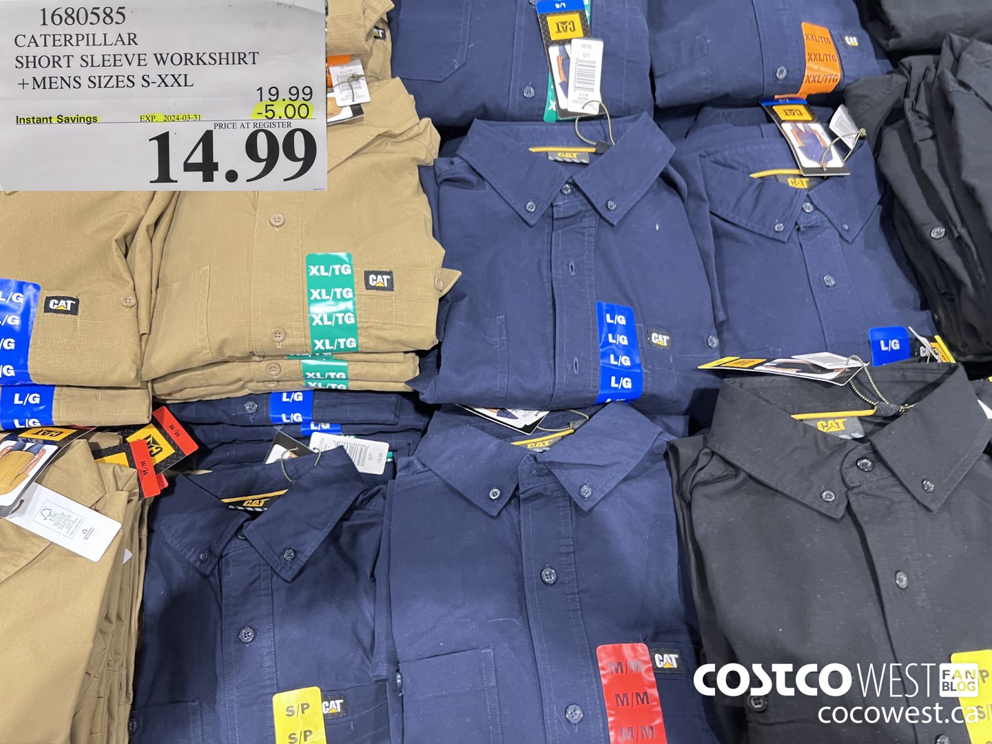 1680585 CATERPILLAR SHORT SLEEVE WORKSHIRT MENS SIZES S-XXL ($5.00 INSTANT SAVINGS EXPIRES ON 2024-03-31) $14.99