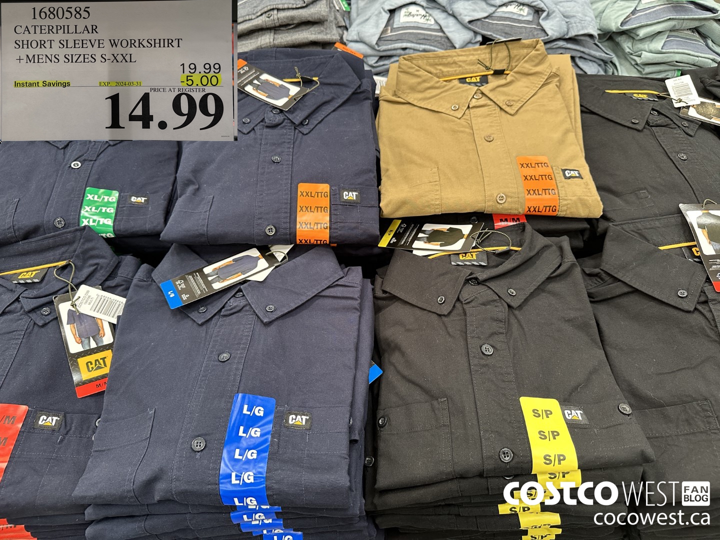 1680585 CATERPILLAR SHORT SLEEVE WORKSHIRT MENS SIZES S-XXL ($5.00 INSTANT SAVINGS EXPIRES ON 2024-03-31) $14.99