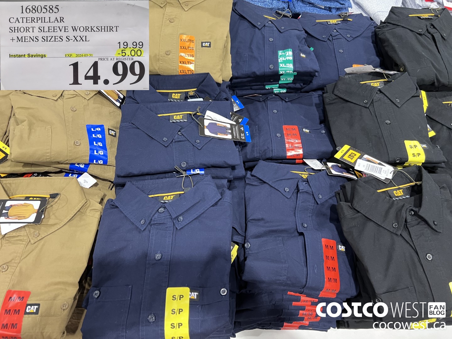 1680585 CATERPILLAR SHORT SLEEVE WORKSHIRT MENS SIZES S-XXL ($5.00 INSTANT SAVINGS EXPIRES ON 2024-03-31) $14.99