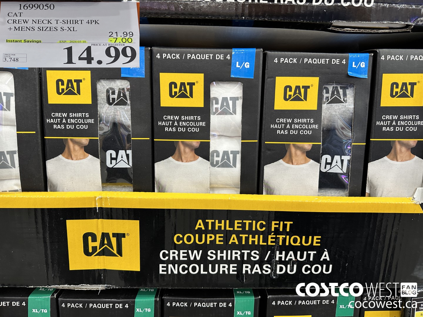 1699050 CAT CREW NECK T-SHIRT 4PK MENS SIZES S-XL ($7.00 INSTANT SAVINGS EXPIRES ON 2024-03-10) $14.99