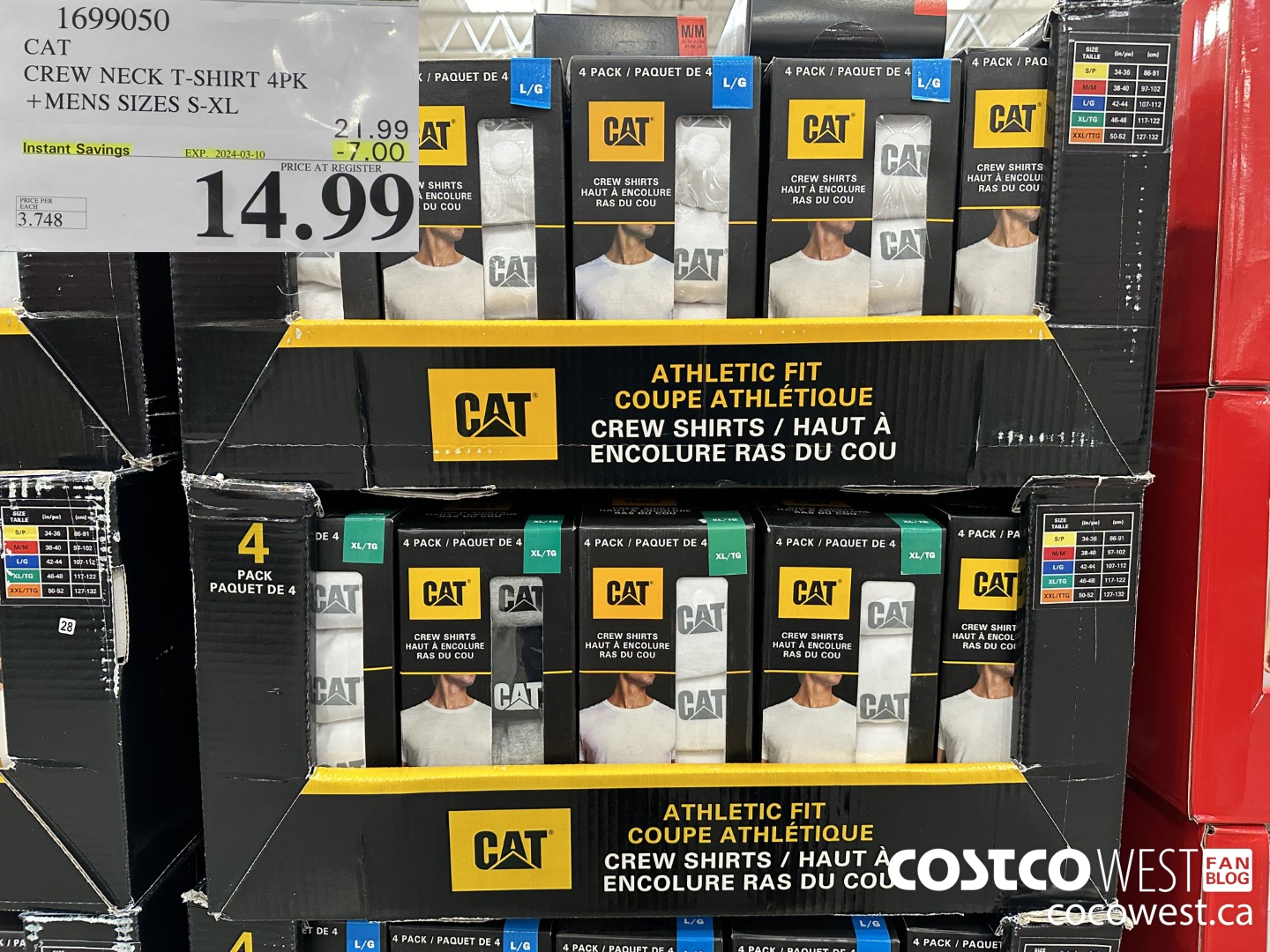 1699050 CAT CREW NECK T-SHIRT 4PK MENS SIZES S-XL ($7.00 INSTANT SAVINGS EXPIRES ON 2024-03-10) $14.99