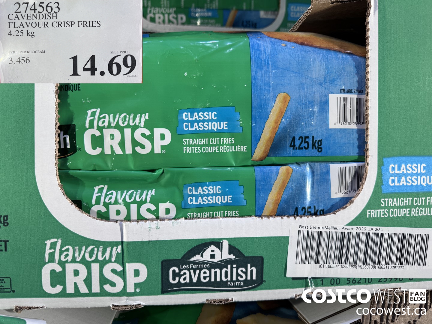 274563 CAVENDISH FLAVOUR CRISP FRIES 4.25 KG $14.69